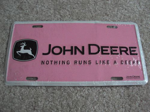 Womens pink john deere tractor llicense plate tag/ country farmer girl sign