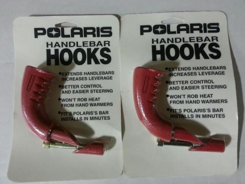 Polaris snowmobile 90 degree red handlebar hooks pair - new - oem