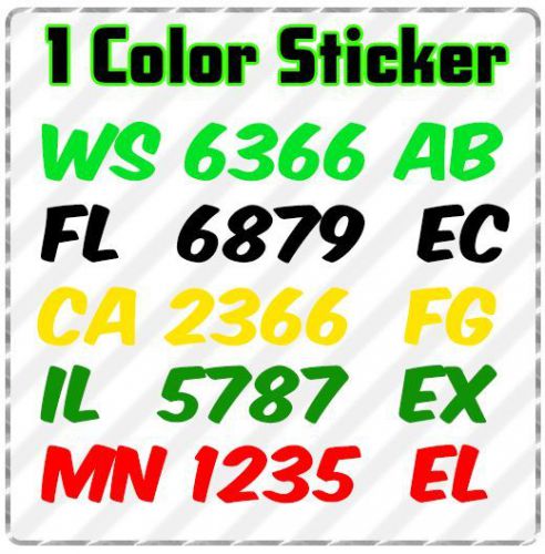 Custom snowmobile registration numbers pair vinyl decal stickers 2&#034;x7&#034; 1 color
