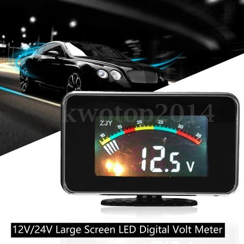 Dc 12v/24v large screen led digital display volt meter for car/truck/motorcycle