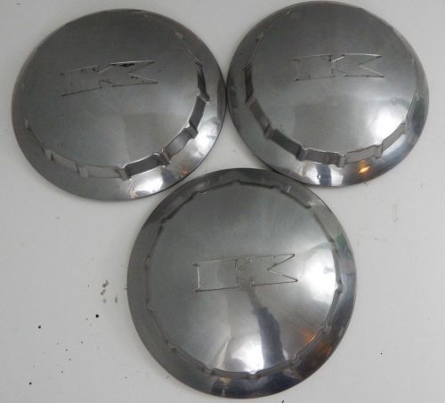 Lot of 3 oem / original - kaiser automobile hubcaps rare used replacement parts