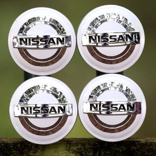 New nissan (set of 4) 54mm silver base chrome logo wheel center caps wc4pc586