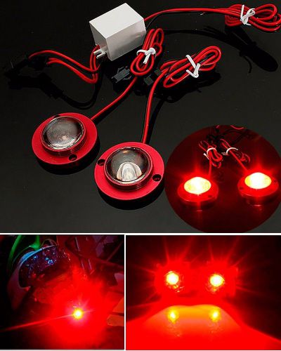 2 new round led rear tail brake stop red light clear lens motorcycle bicycle car