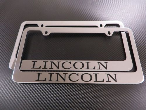 2 brand new lincoln chromed metal license plate frame +screw caps