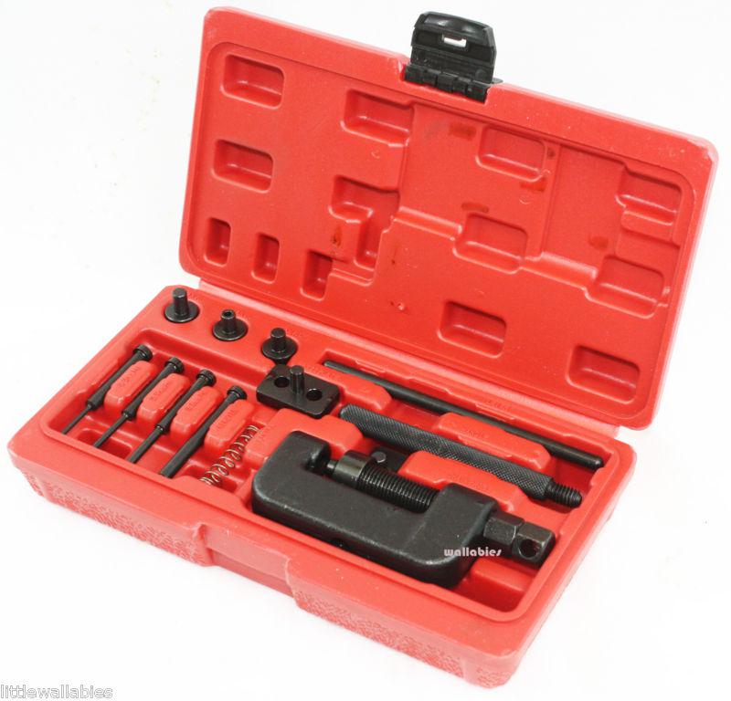 Chain breaker riveting tool kit cutter atv,bike,motorcycle,cam drive w/ case 