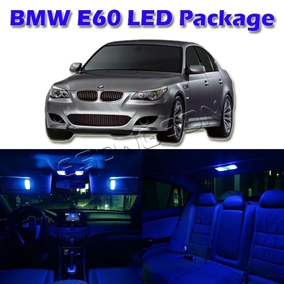 Blue led interior light bulb package for bmw e60 2004-2010 4 door sedan saloon