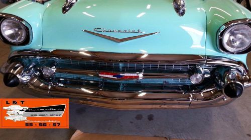 1957 chevy hood bar + extensions set chrome usa made 14792 belair sedan hardtop