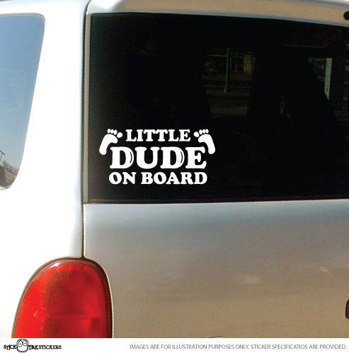 Little dude on board decal white