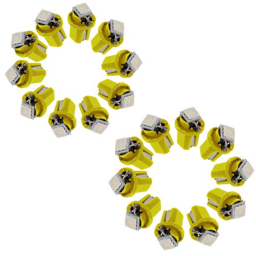 20x yellow b8.5d 5050 1smd t5 led lamp auto car dashboard instrument light bulb