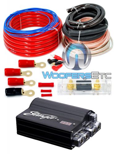 Pkg stinger spc505 power 5 farad digital capacitor + 0 gauge amplifier wire kit