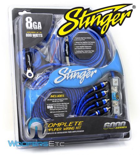 Sk6681 stinger 800 watt 8 gauge awg  amp amplifier install wiring kit rca cables