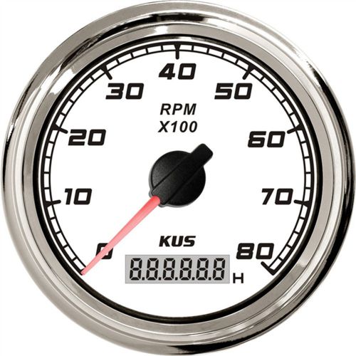 Kus sea q marine tachometer boat tacho gauge digital hourmeter 0-6000 rpm white