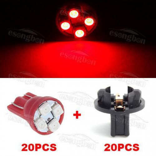 20pcs red pc168 smd instrument panel led light bulbs t10 twist lock socket