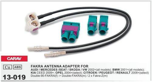 Carav 13-019 antenna adapter audi mercedes vw bmw double-90-fakra -&gt; dbl-fakra