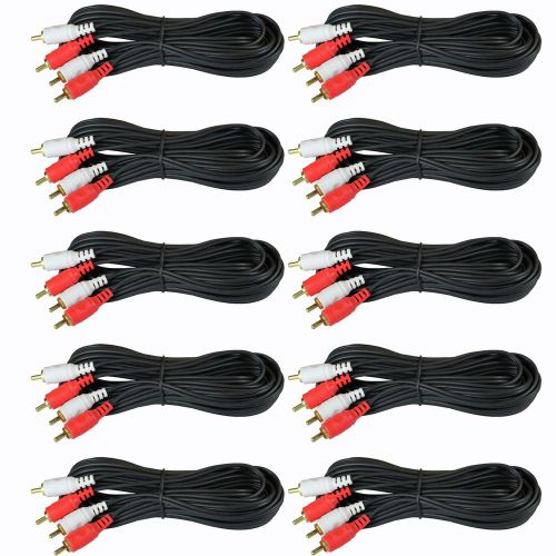 10 pack 25 ft foot dual 2 rca plug stereo preamp shielded audio amplifer cable