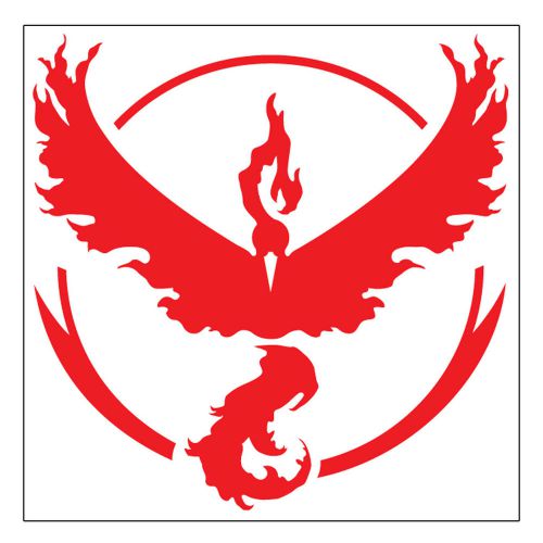 Pair red pokemon go team valor inspired moltres laptop wall window 3x3