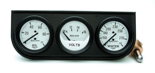 Auto meter 2327 oil /volt /water trio white gauge with black console 2-1/16&#034;