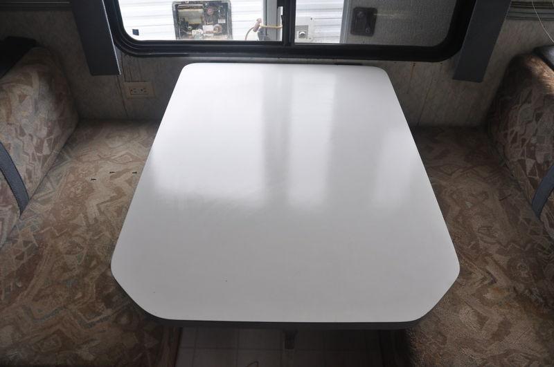 Used rv kitchen table with legs fold down for bed and hardware 28" x 39 1/2" 