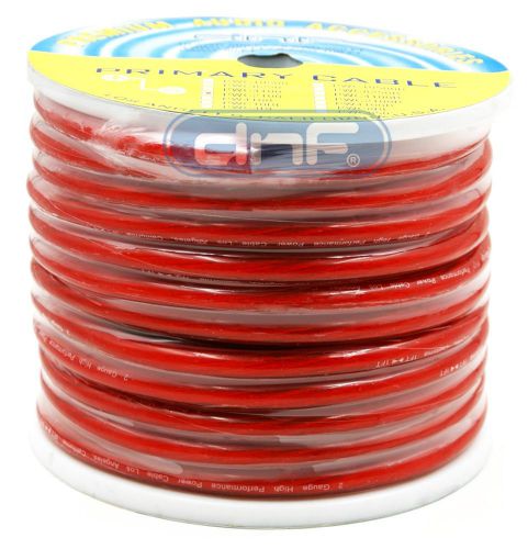 2 gauge 100% ofc red see through power cable 100 feet - free same day shipping!