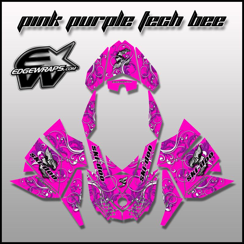 Ski doo rev, xp, mxz, custom graphics decal kit - 08/12 pink purple tech bee