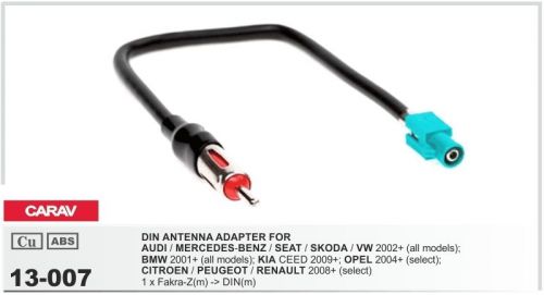 Carav 13-007 antenna adapter audi bmw mercedes vw 02+ 1 x fakra-z -&gt; din(male)