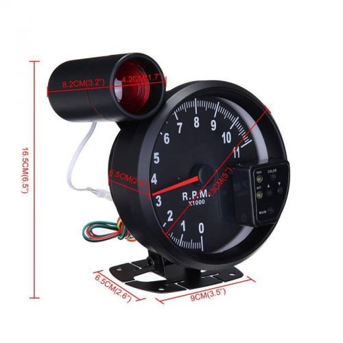11k rpm 5&#034; adjustable 7-color light led auto tachometer meter gauge tach meter