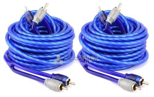2 new 22 ft triple shield twisted interconnect rca audio cable 20 car amp cables