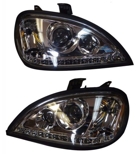 Freightliner  columbia  1996-2013 projector chrome headlight set pair with led