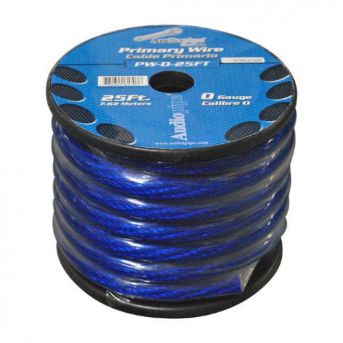 Power wire 0ga. 25&#039; blue audiopipe pw025bl wire