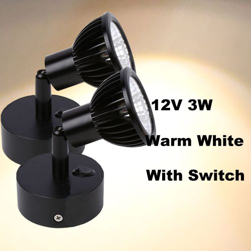 2x rv 12v 3w adjustable led reading light w/switch vintage black lamp warm white