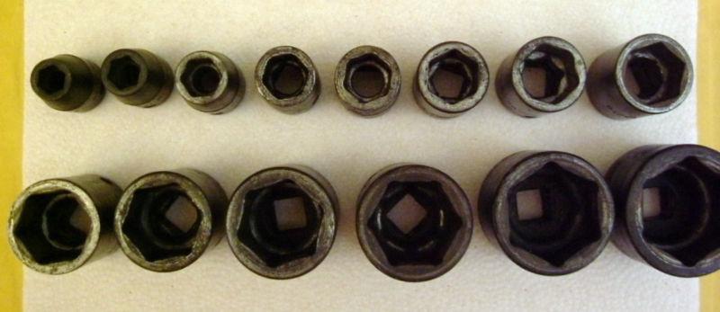 Snap-on 1/2" drive 14 piece impact socket set in excellent condition