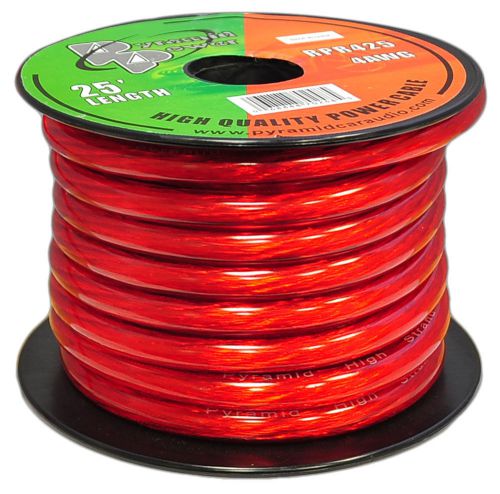 25&#039; ft 4 gauge awg red power wire cable car sound audio amplifier installations