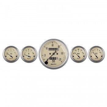 Autometer antique beige 5 gauge kit mechanical speedometer
