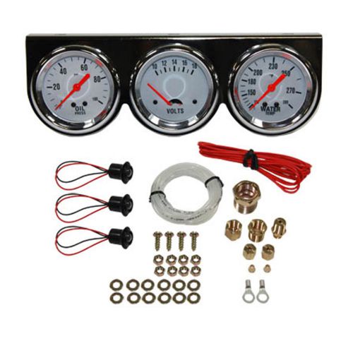 Universal 2-5/8&#034; 3 gauge set chrome bezel water oil pressure volts 3 gauges kit