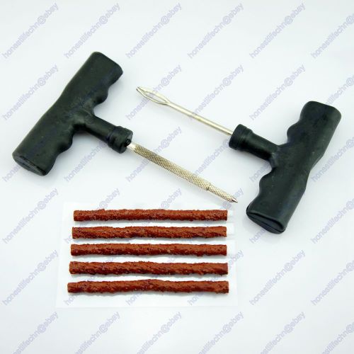 Motorcycle car tubeless tyre tire puncture repair kit tool with 5 rubber strip