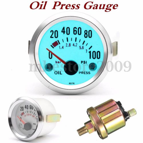 2&#039;&#039; 52mm chrome 0-100psi universal car oil press pressure gauge meter new