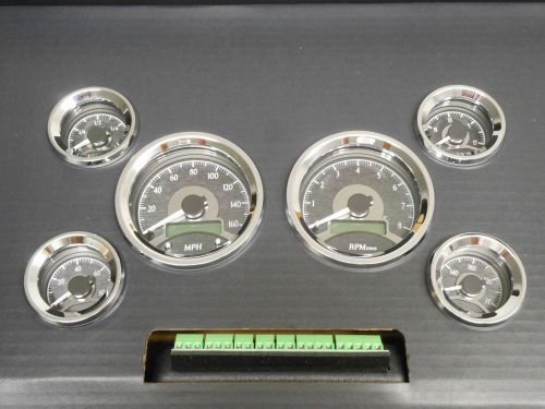 Dakota digital vhx universal 6 gauge round analog instrument system vhx-1060-k-w