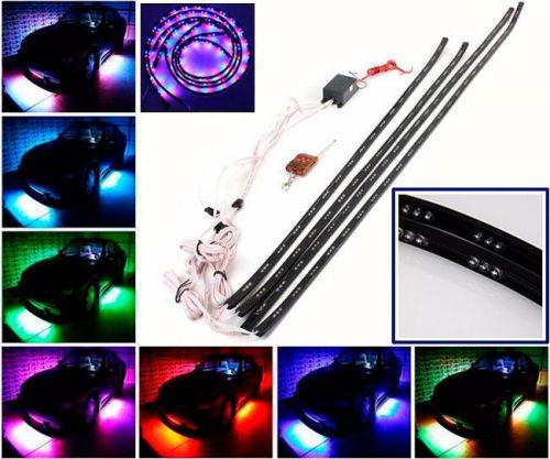 7 color led flexible light strip underbody under car kit wireless remote control