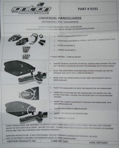 Universal atv / motorcycle / snowmobile / bmx / hand guards - ignition handguard