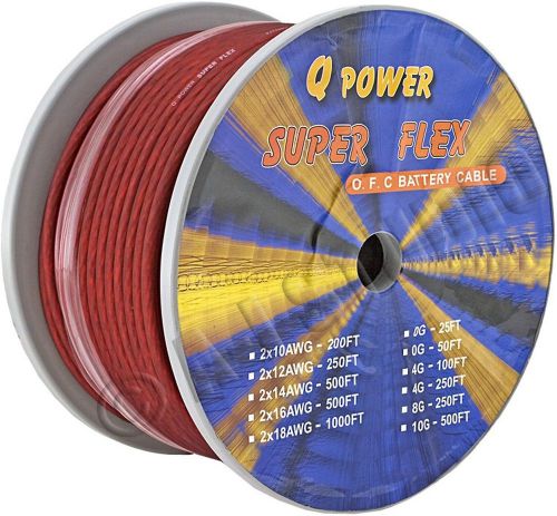 Q-power 8g-250ft/rd car audio system 8ga power cable spool 8 awg gauge red