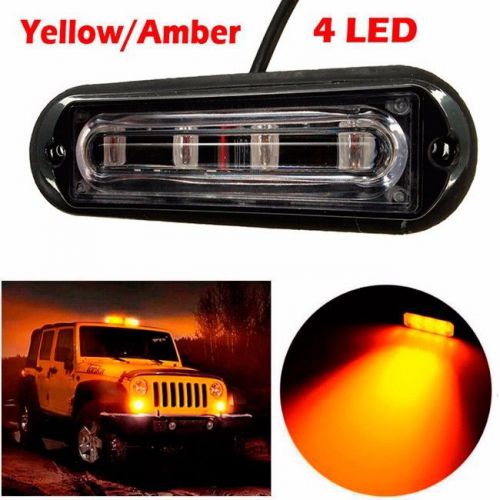 4led amber yellow warning beacon emergency car truck strobe flash light bar side