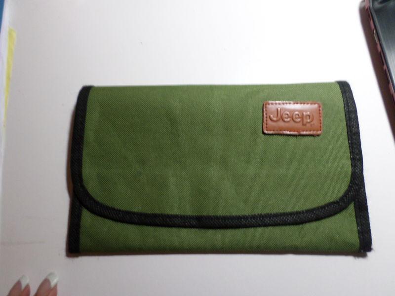 Jeep manual case for glove compartment green fabric black trim case for manual 