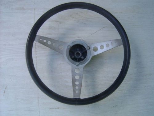 Morris minor leather rim, aluminum spoked  steering wheel, used  no reserve