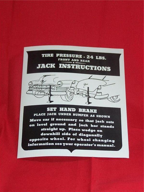 1950 cadillac jack instructions instruction sheet 50