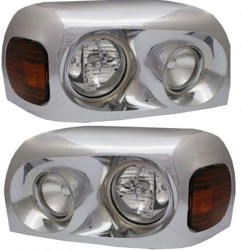 Freightliner century 2005+ headlights lamp chrome pair driver &amp; passenger side