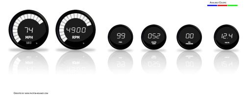 Intellitronix 6 digital gauge set in white leds w/ senders black bezels dash usa