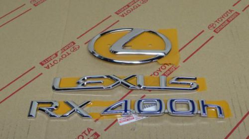 06-08 *new*oem lexus rx400h hybrid chrome rear trunk emblem kit 2006 2007 2008