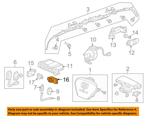 Honda oem 09-11 element airbag air bag srs-impact sensor 77950scva03