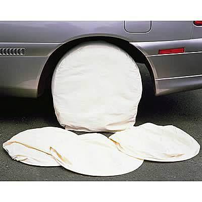 Astro tire covers white fabric wraparound for tires up to 29"diameter set of 4