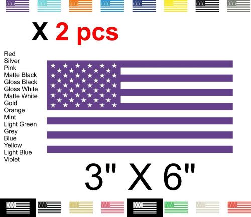 Violet american flag decals   3&#034; x 6&#034;   2pcs  usa flag decal sticker vinyl